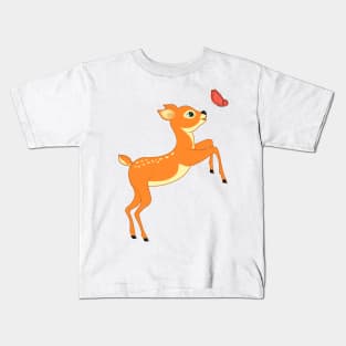 Fawn and butterfly Kids T-Shirt